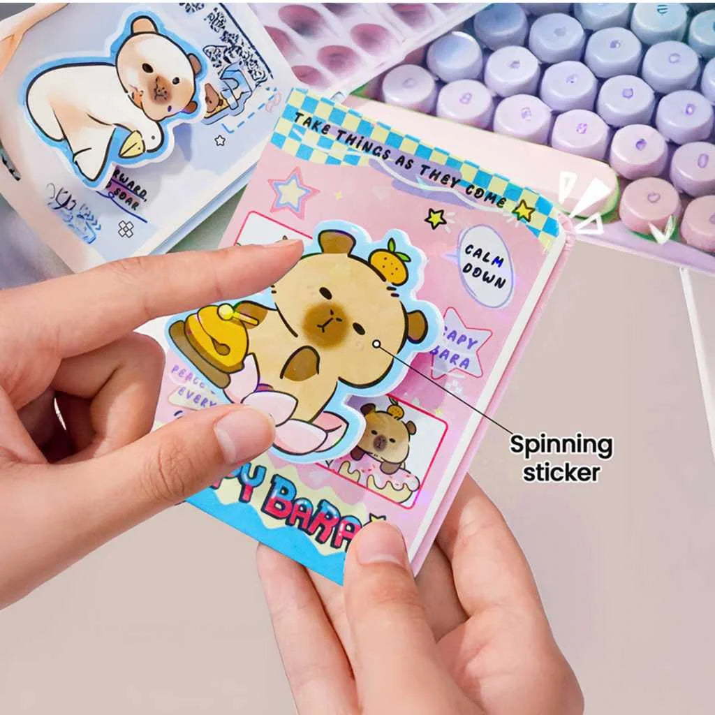 Capybara Theme Mini Diary with Spinning Sticker