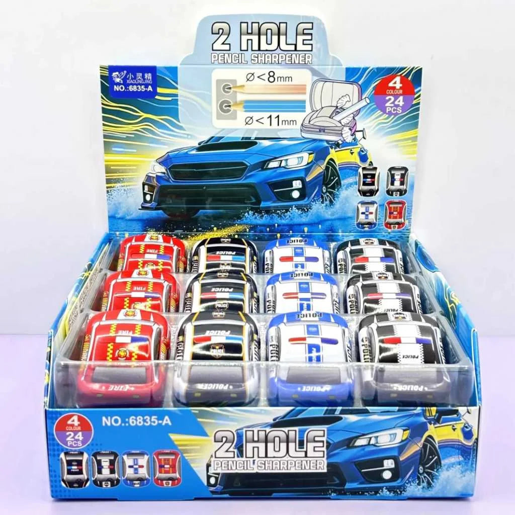 Car Shape Dual Hole Pencil Sharpener - Fun Toy Sharpener for Kids