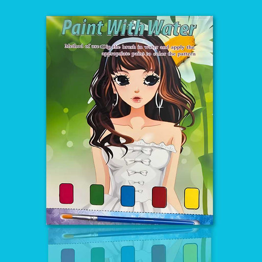 children colouring book with colour paint set of 5 