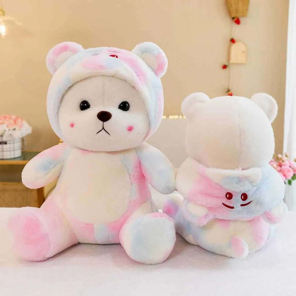Colorful Hooded Cute Teddy Bear Soft Toy - Main Image