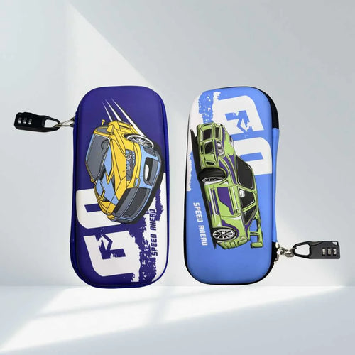 Combination Lock Pencil Case - Secure Racing Car Pouch | DODKart