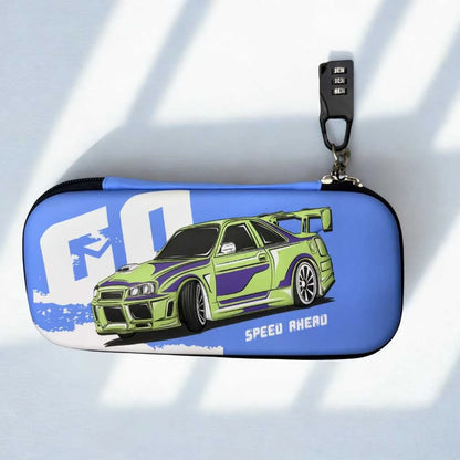 Combination Lock Pencil Case - Secure Racing Car Pouch | DODKart