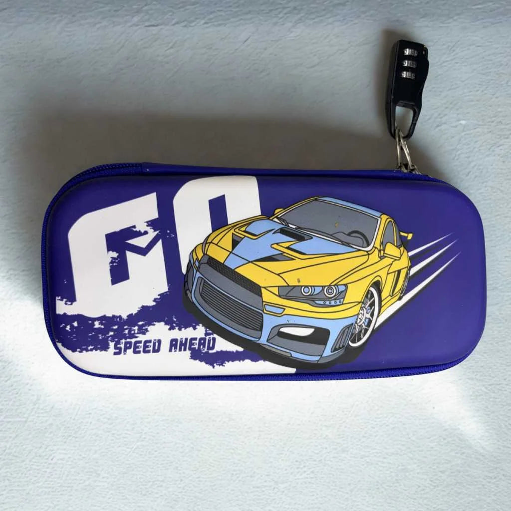 Combination Lock Pencil Case - Secure Racing Car Pouch | DODKart
