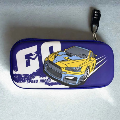 Combination Lock Pencil Case - Secure Racing Car Pouch | DODKart