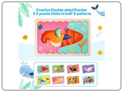 Creative Playtime: Wooden Fish Puzzles with 8 Patterns 