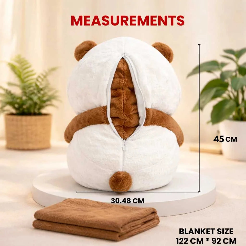 Cute 2 in 1 Panda Plush Blanket Combo Set 45cm