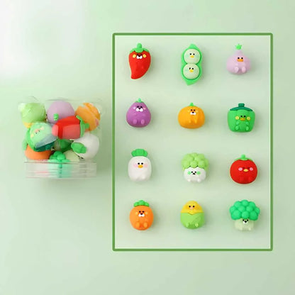 Cute 3D Vegetable Eraser Set - 12pc Kawaii Set | DODKart