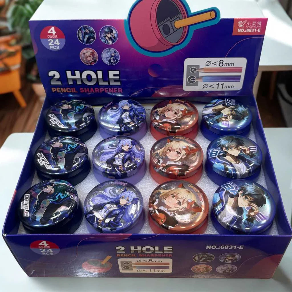 Cute Anime 2 Hole Pencil Sharpener for Kids - Dual Size | DODKart