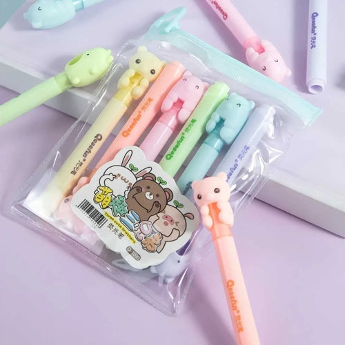 Cute Bear Brother Mini Highlighter Set - Pastel Colors with Pouch | DODKart