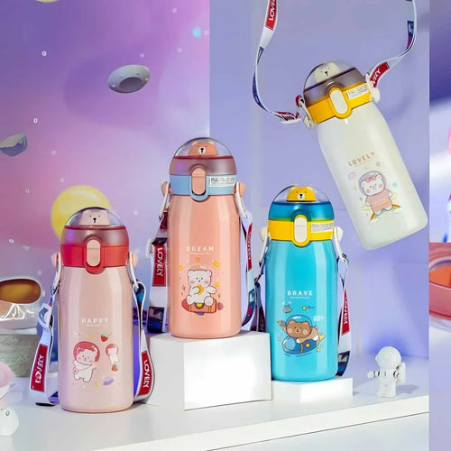 Cute Bear Theme Insulated Steel Water Bottle 530ml
