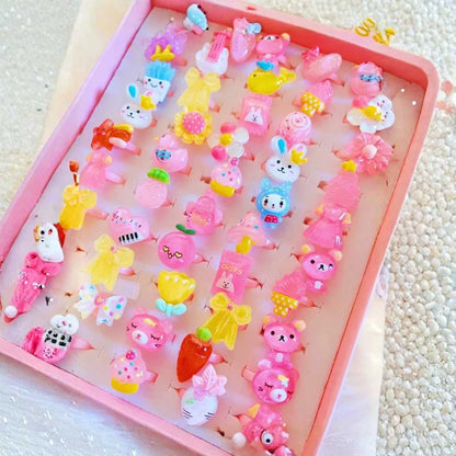 Cute Cartoon Fashion Kids Rings 50 Piece Set Gift Box