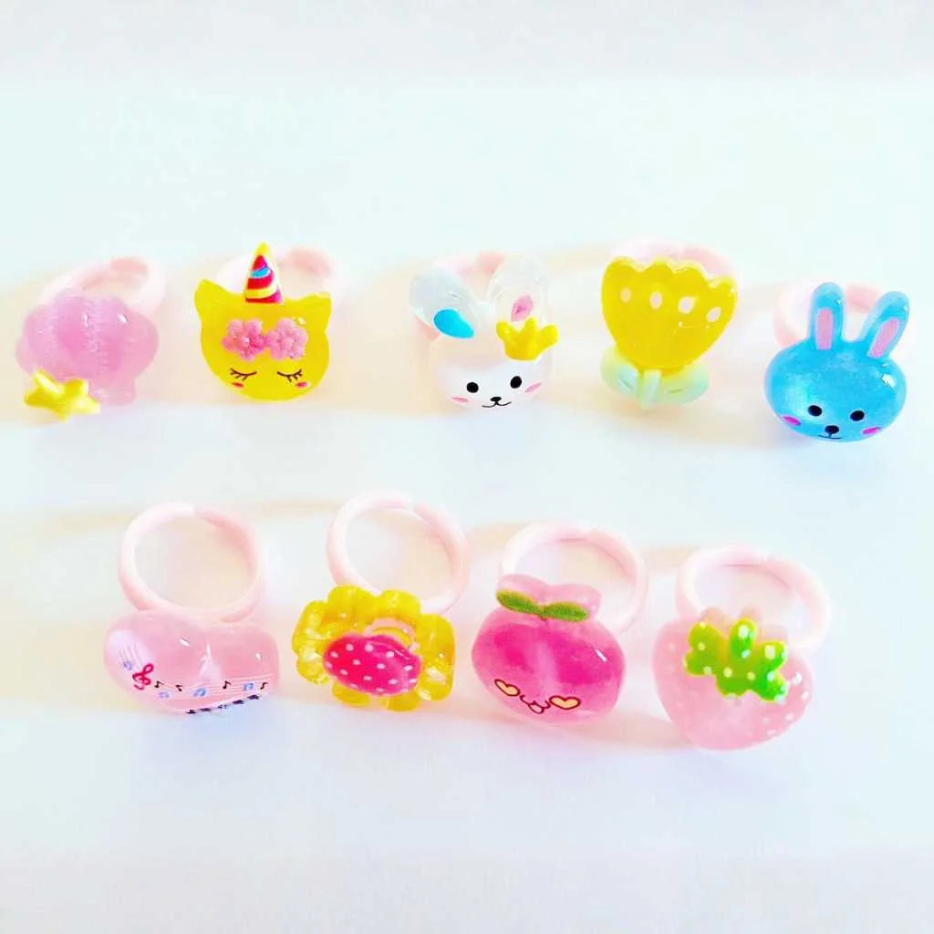 Cute Cartoon Fashion Kids Rings 50 Piece Set Gift Box