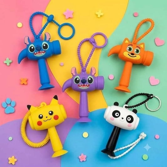 Cute Cartoon Hammer Toy Keychain for Kids with Sound