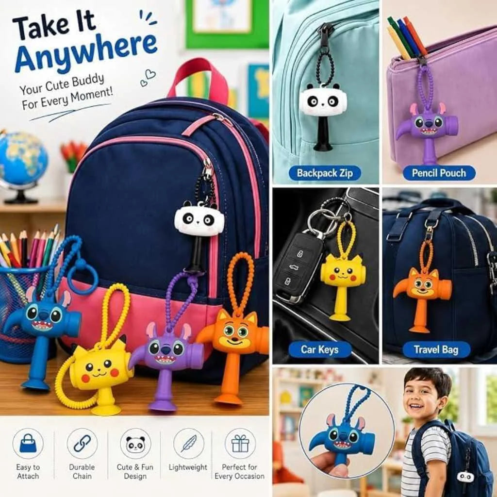 Cute Cartoon Hammer Toy Keychain for Kids with Sound