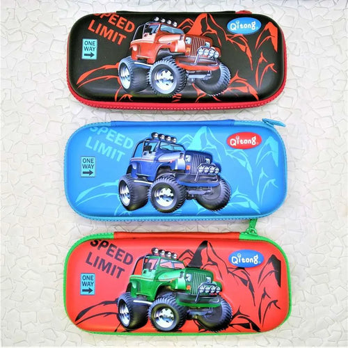 Cute Cartoon Jeep Embossed 3D EVA Pencil Case