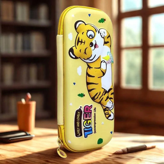 Cute Cartoon Tiger Theme Pencil Case for School