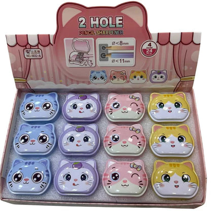Cute Cat 2 Hole Pencil Sharpener - Dual Size for Kids | DODKart