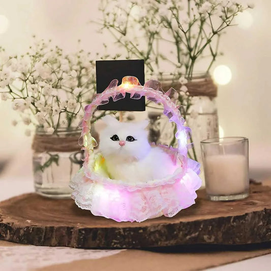 Cute Cat Soft Toy with Sound and Light Basket