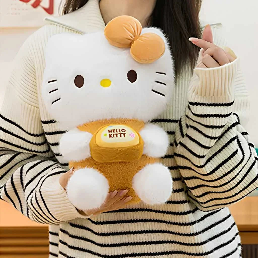 Cute Hello Kitty Plush Toy with Milk Tea Outfit 35cm Soft Toys