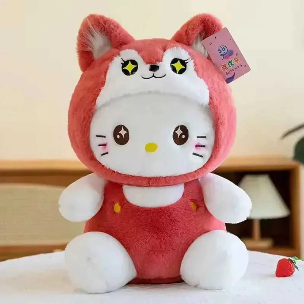Cute Hello Kitty Red Fox Hoodie Plush Toy for Kids 45cm