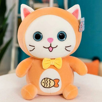 Cute Hugging Pillow Cat Plush Toy with Fish Pattern