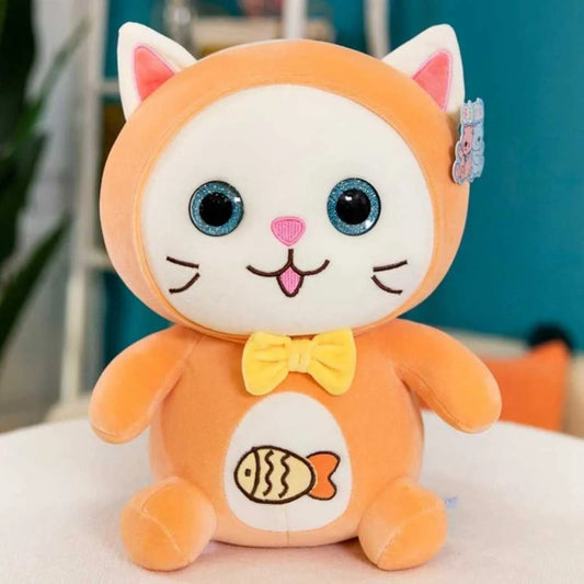 Cute Hugging Pillow Cat Plush Toy with Fish Pattern