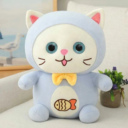 Cute Hugging Pillow Cat Plush Toy with Fish Pattern