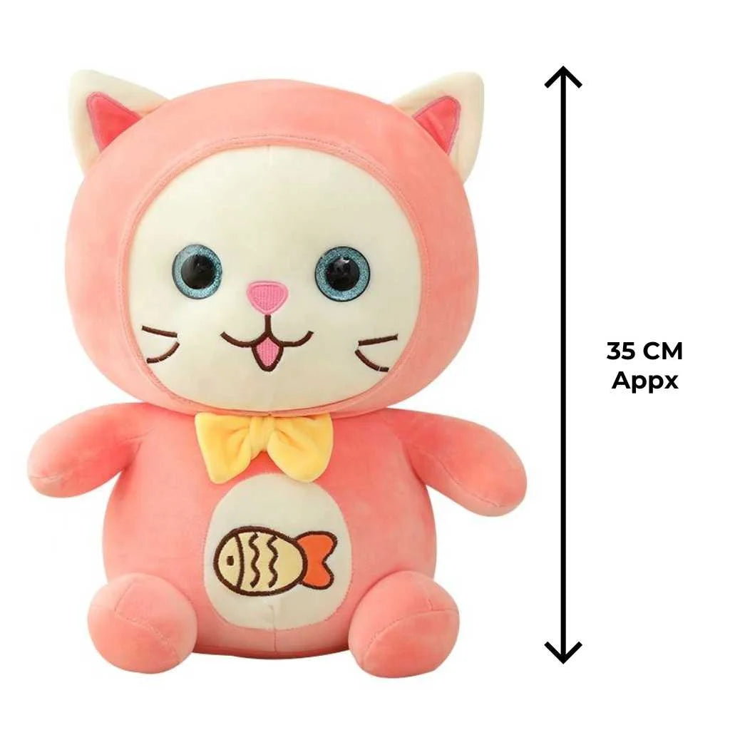 Cute Hugging Pillow Cat Plush Toy with Fish Pattern