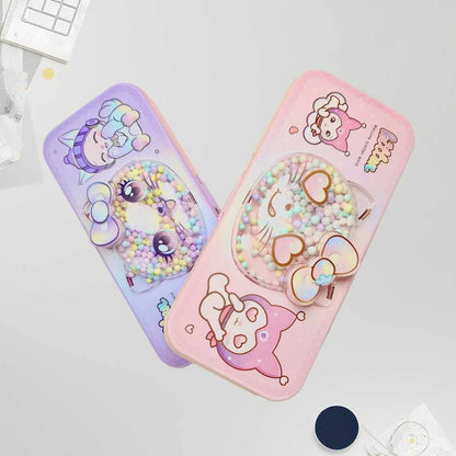 Cute Kitten Pencil Box with Colorful Beads for Kids | Aesthetic Organizer