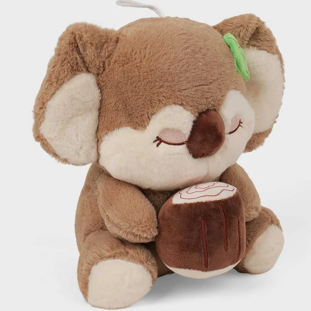 Cute Koala Soft Toy Holding Coconut 35cm Brown and Grey