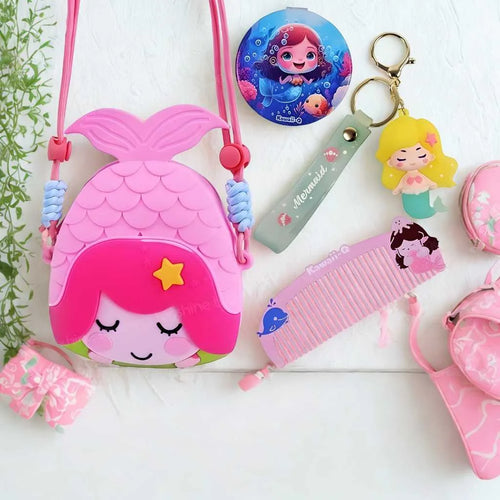 Cute Mermaid Shape Silicone Sling Bags for Girls