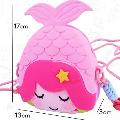 Cute Mermaid Shape Silicone Sling Bags for Girls