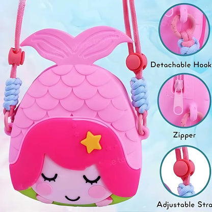 Cute Mermaid Shape Silicone Sling Bags for Girls