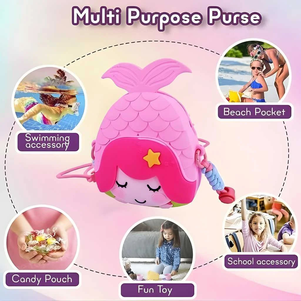 Cute Mermaid Shape Silicone Sling Bags for Girls
