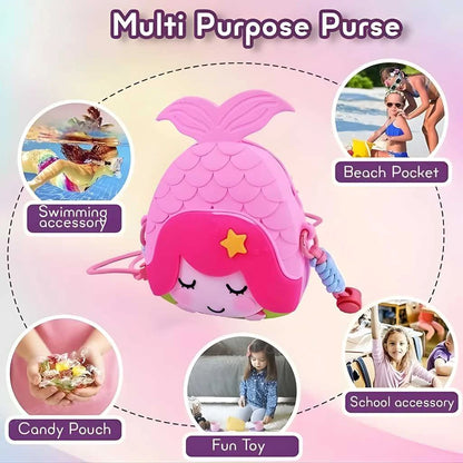 Cute Mermaid Shape Silicone Sling Bags for Girls