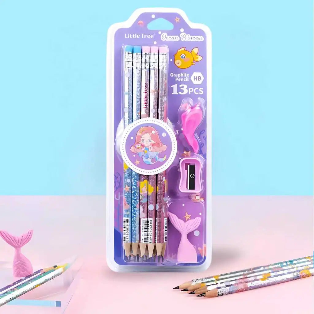 Cute Mermaid Themed HB Pencil Set for Kids