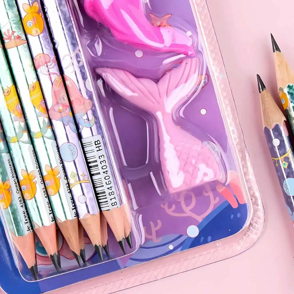 Cute Mermaid Themed HB Pencil Set for Kids