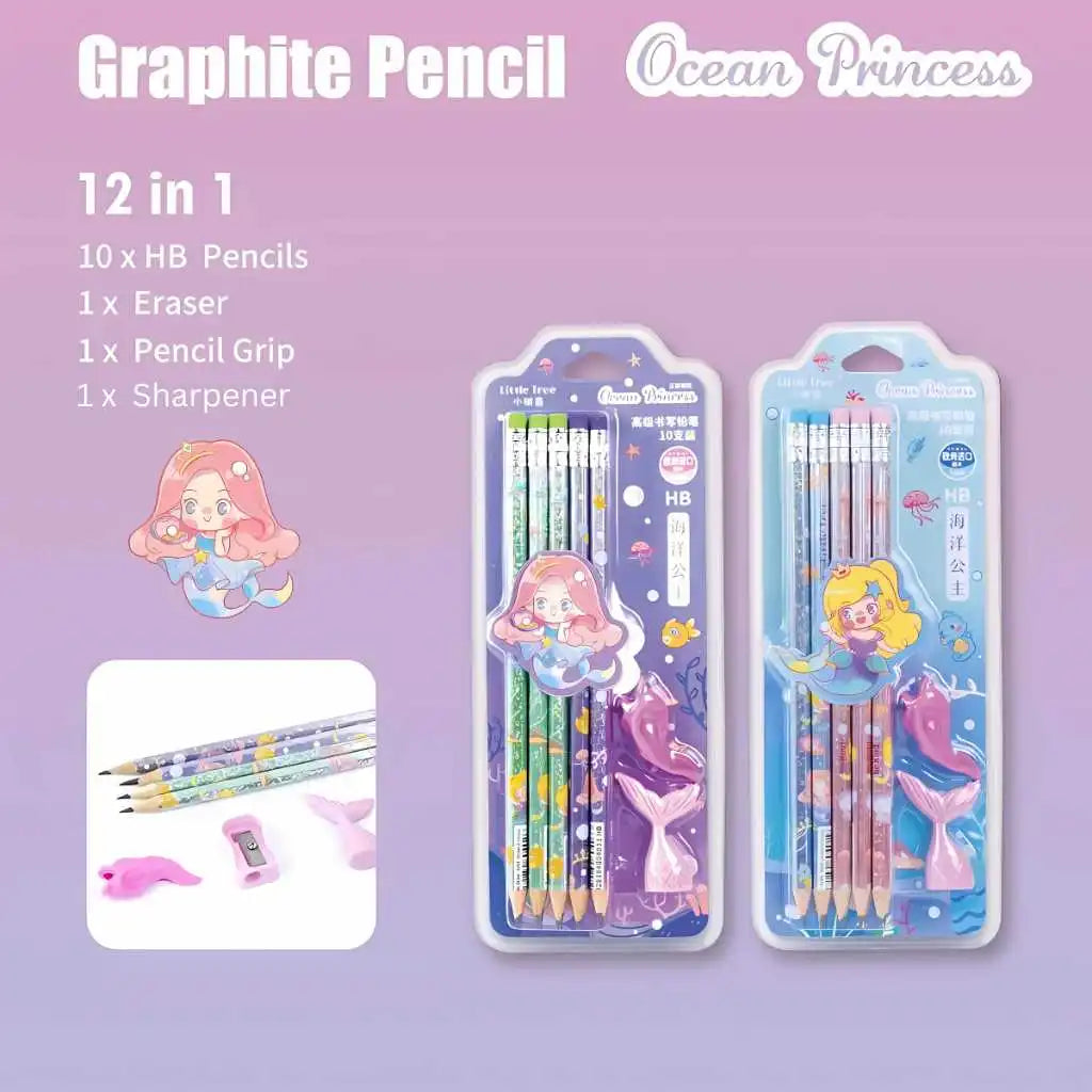Cute Mermaid Themed HB Pencil Set for Kids