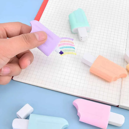 Cute Mini Ice Cream Highlighters Set - 6 Pastel Colors | DODKart