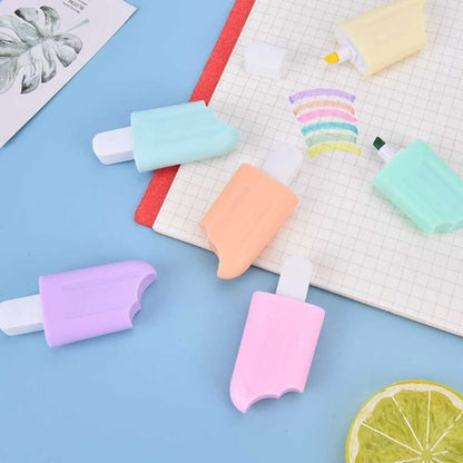 Cute Mini Ice Cream Highlighters Set - 6 Pastel Colors | DODKart