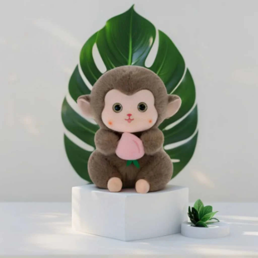 Cute Monkey Soft Toy with Peach 35cm with 3 Colors