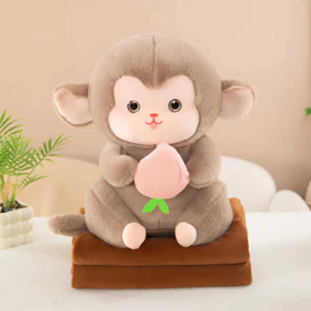Cute Monkey Soft Toy with Peach 35cm with 3 Colors