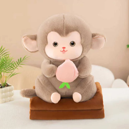 Cute Monkey Soft Toy with Peach 35cm with 3 Colors