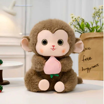 Cute Monkey Soft Toy with Peach 35cm with 3 Colors