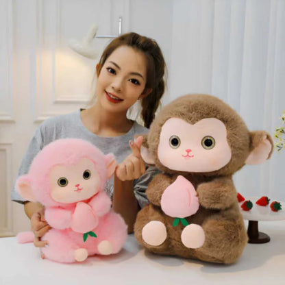 Cute Monkey Soft Toy with Peach 35cm with 3 Colors