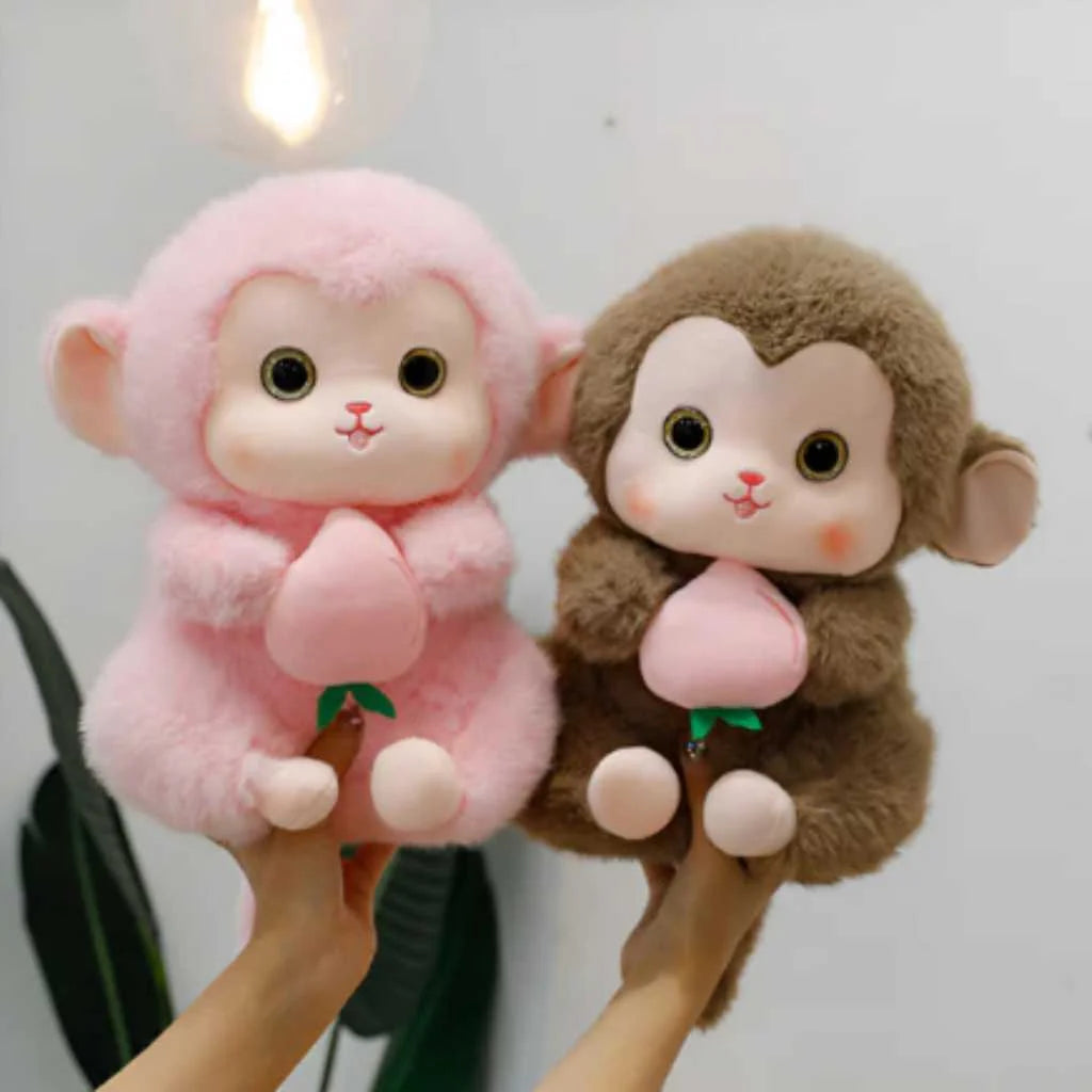 Cute Monkey Soft Toy with Peach 35cm with 3 Colors