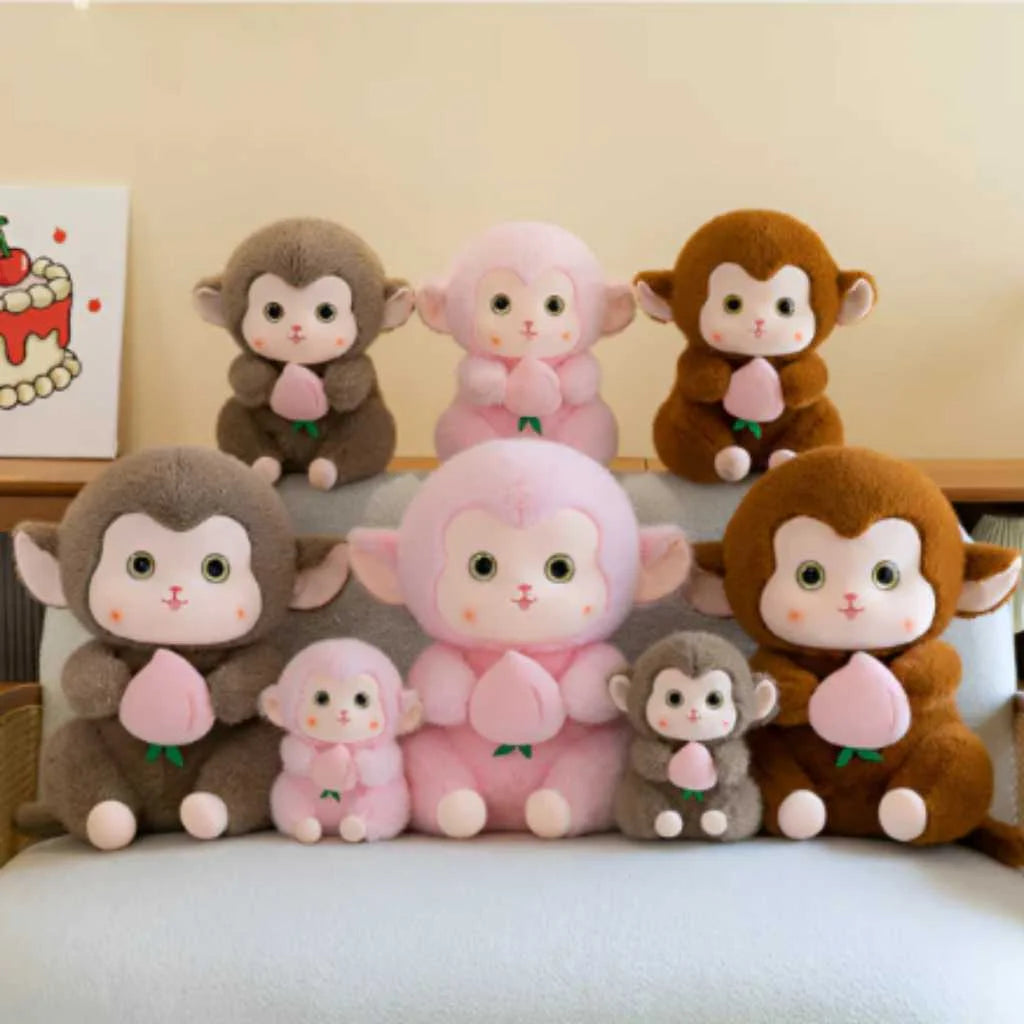 Cute Monkey Soft Toy with Peach 35cm with 3 Colors