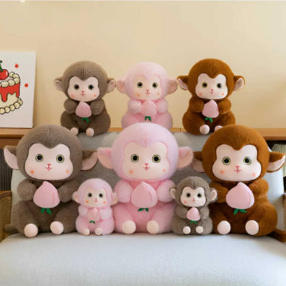 Cute Monkey Soft Toy with Peach 35cm with 3 Colors