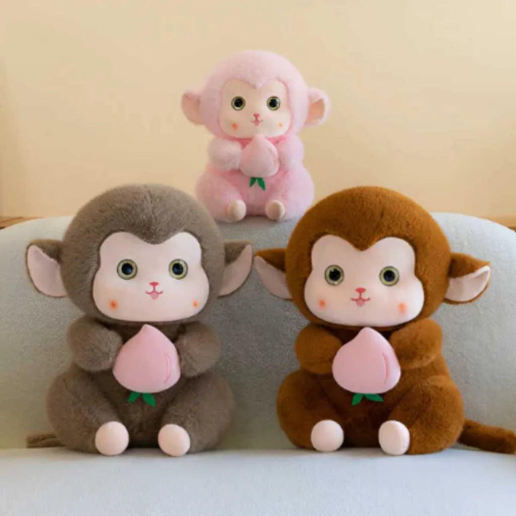 Cute Monkey Soft Toy with Peach 35cm with 3 Colors