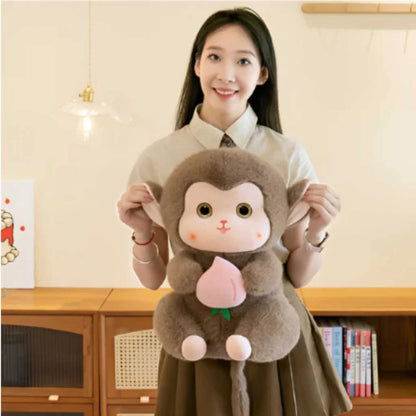 Cute Monkey Soft Toy with Peach 35cm with 3 Colors